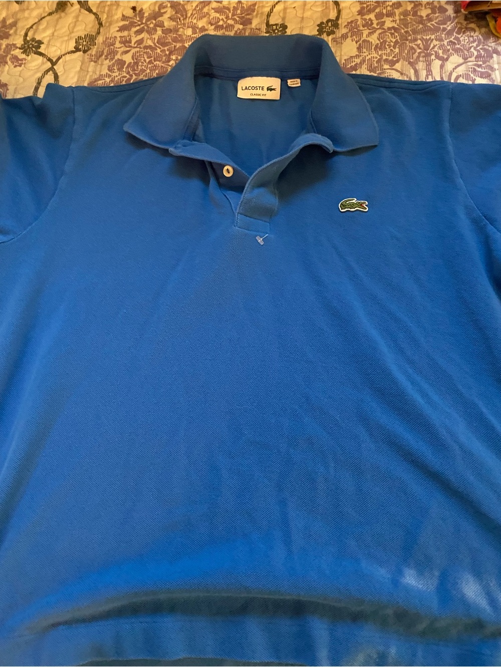 Lacoste Men's Royal Blue Pique Polo with Crocodile Logo